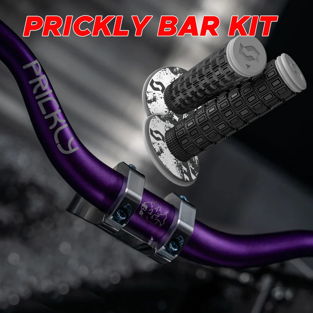 Prickly Handlebar & Bar Mount Combo with SCOTT Mellow Grips | Handle bar Kit | by Prickly Motorsports &amp; SCOTT | for Emoto