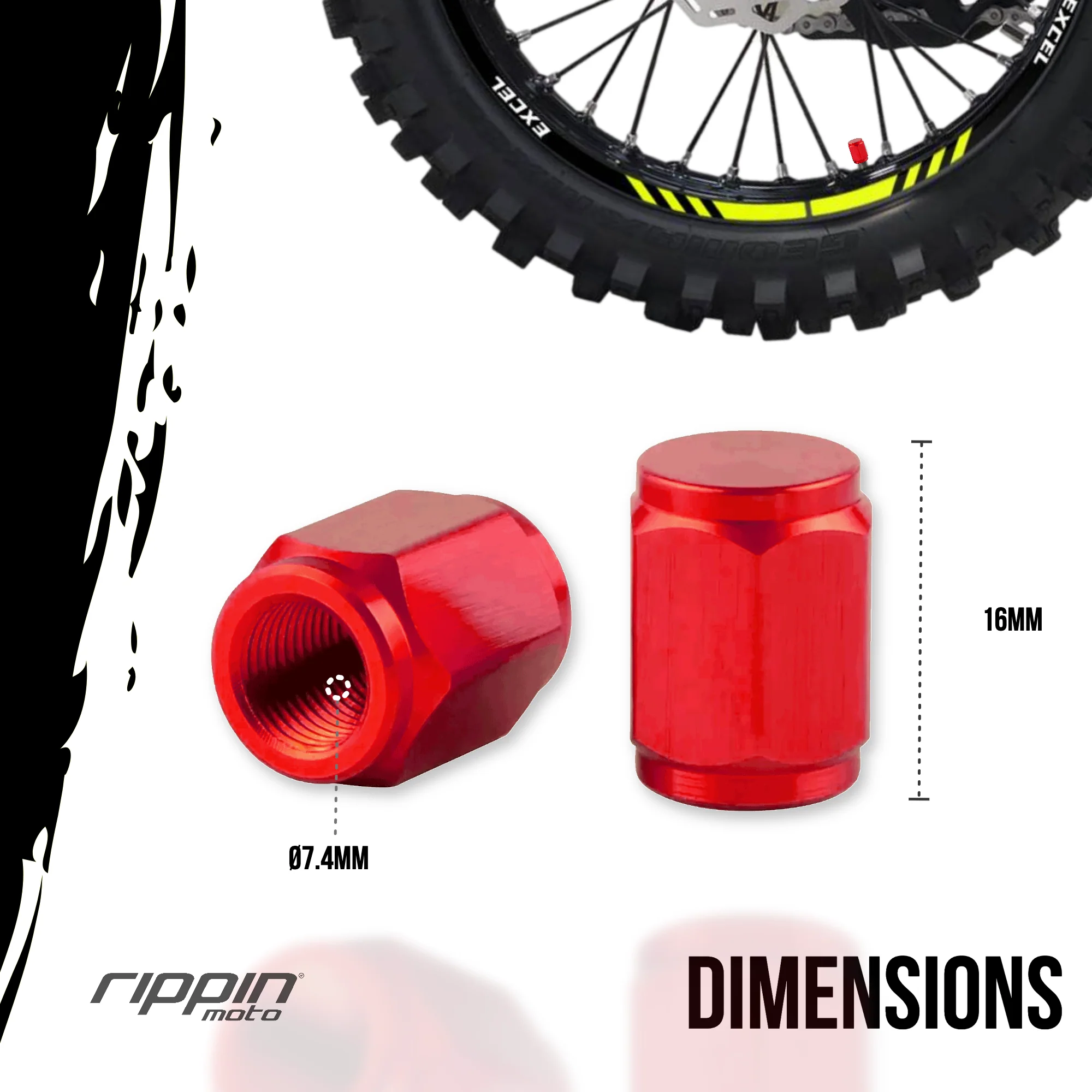 Rippin Moto CNC Billet Valve Stem Caps multiple colors
