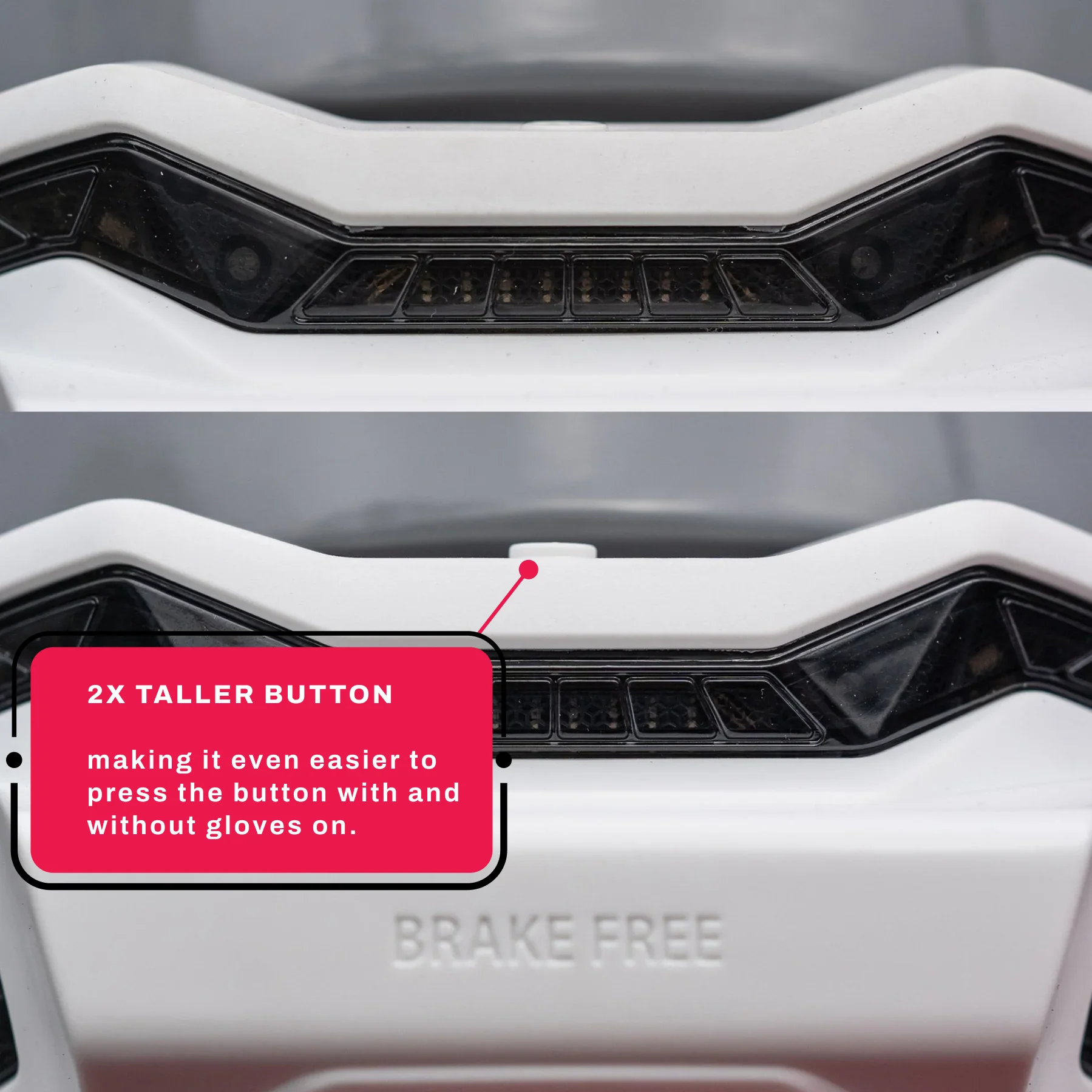 White Brake Free LED Brake Light  USB-C