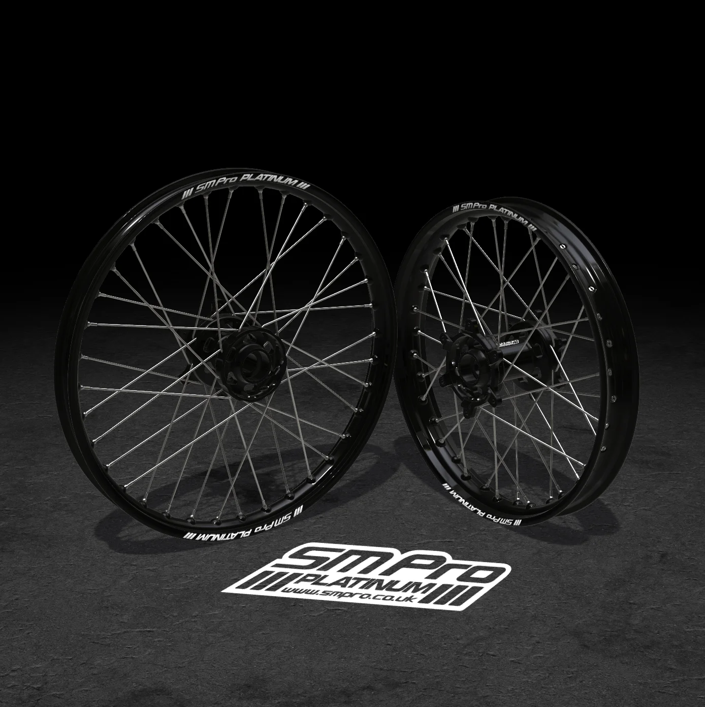 SM PRO STARK VARG MX/ENDURO WHEEL SET 21/19 - BLACK/SILVER WHEEL SET