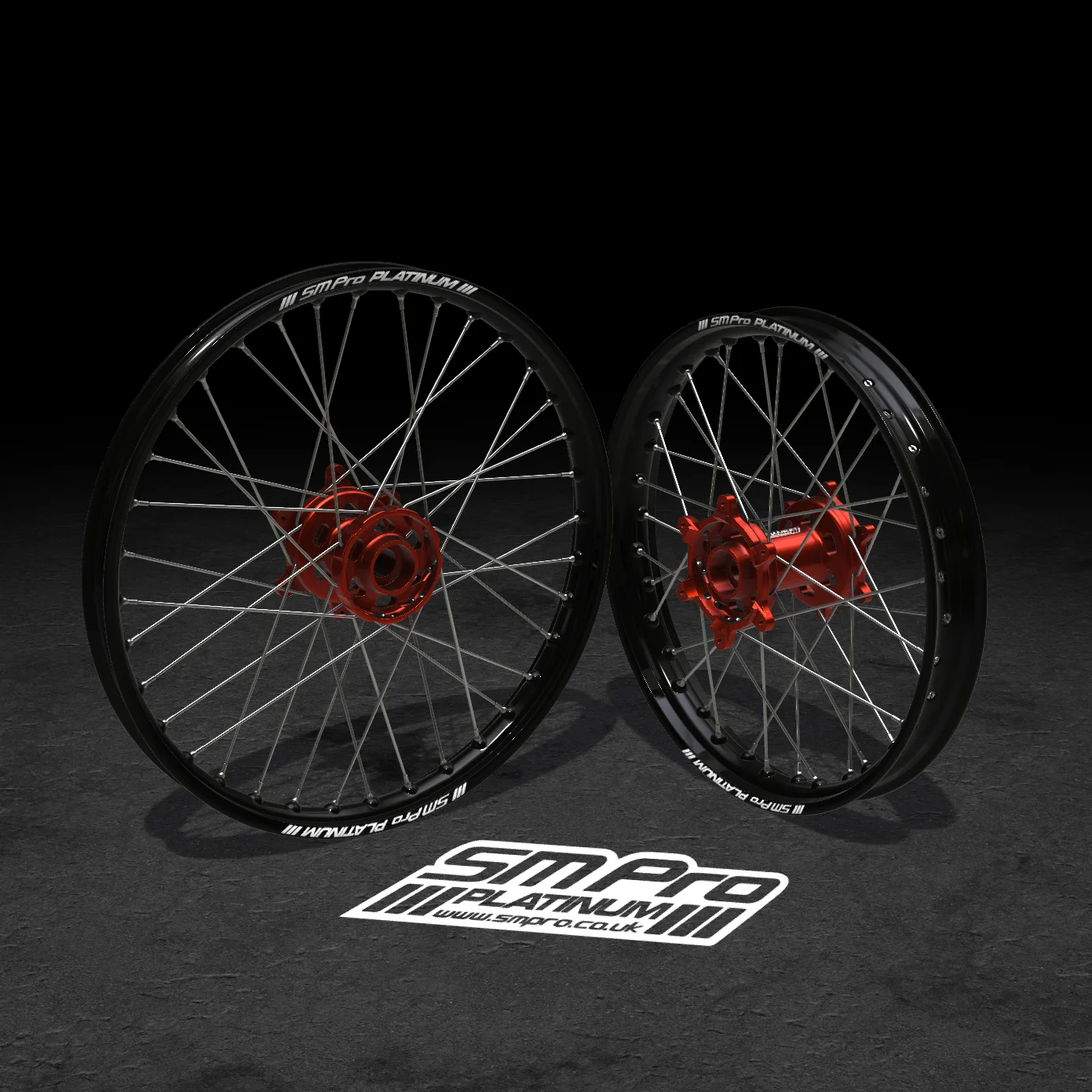 SM PRO STARK VARG MX/ENDURO WHEEL SET 21/19 - ORANGE/SILVER WHEEL SET