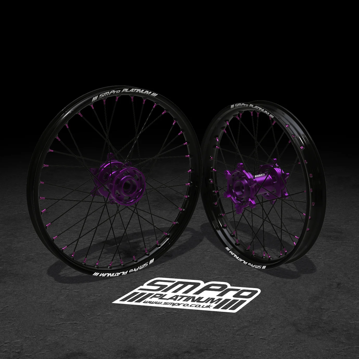 SM PRO STARK VARG MX/ENDURO WHEEL SET 21/19 - PURPLE/BLACK WHEEL SET