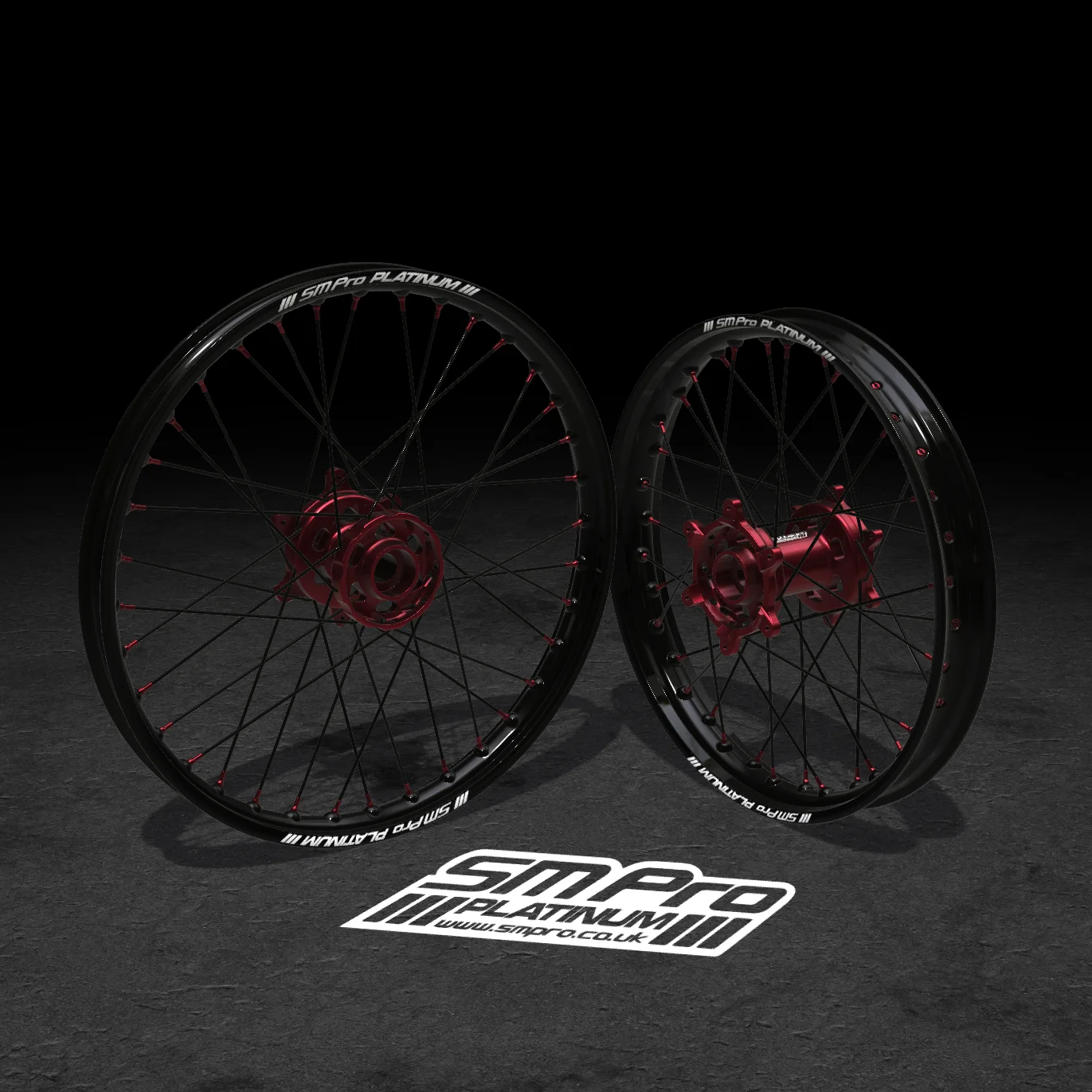 SM PRO STARK VARG MX/ENDURO WHEEL SET 21/19 - RED/BLACK WHEEL SET