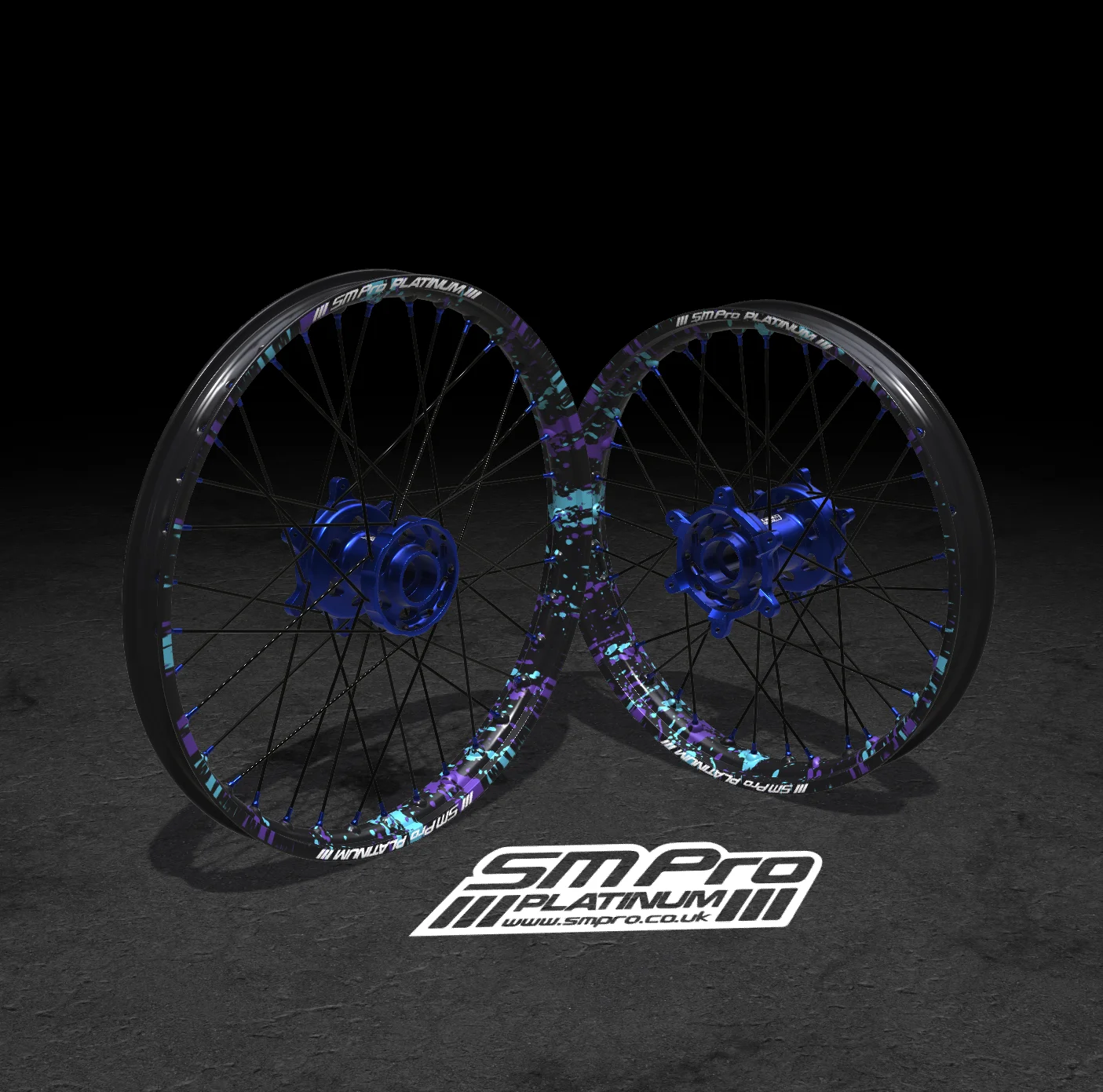 SM PRO ULTRA BEE WHEEL SET 21/18 - SPLATTERKOTE BLUE/PURPLE COMBO