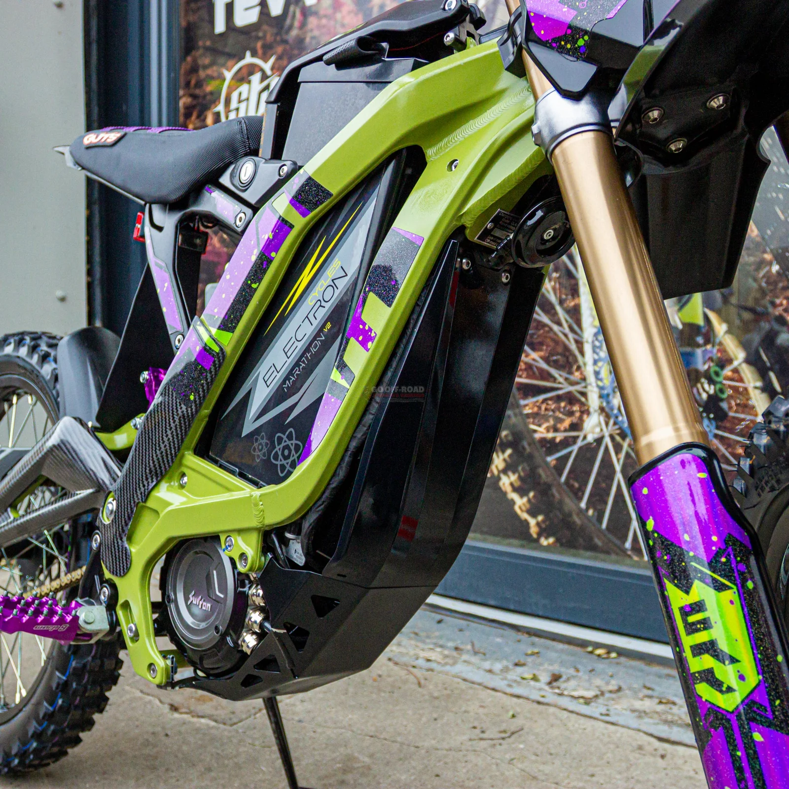 SUR RON OEM GRAPHICS KIT - PURPLE/GREEN SPLATTER HOLOGRAPHIC - View 2
